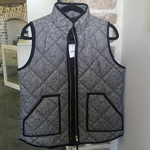 J.Crew black and white quilted vest